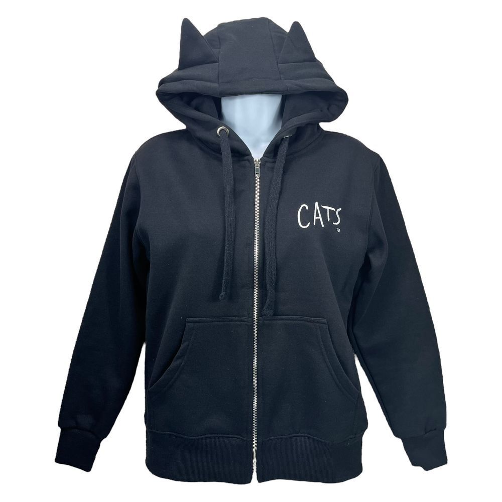 Vintage Cats The Musical Size Small Black Full Zip Hooded Jacket Cat‎ Ears